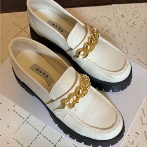 White Lug Sole Loafers